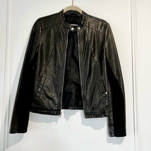 Mock Neck Women’s Leather Jacket